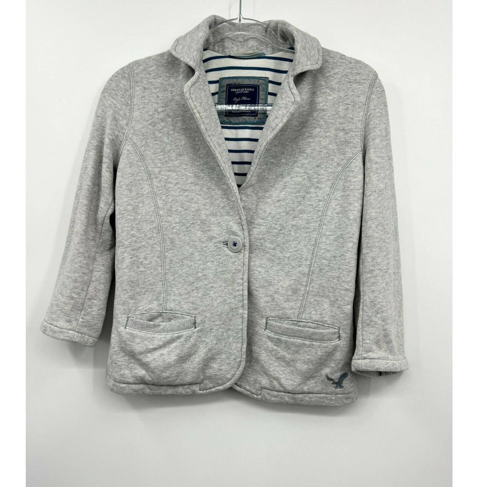 American Eagle Blazer Jacket‎ Gray Long Sleeve Stretch Jackets Size Small